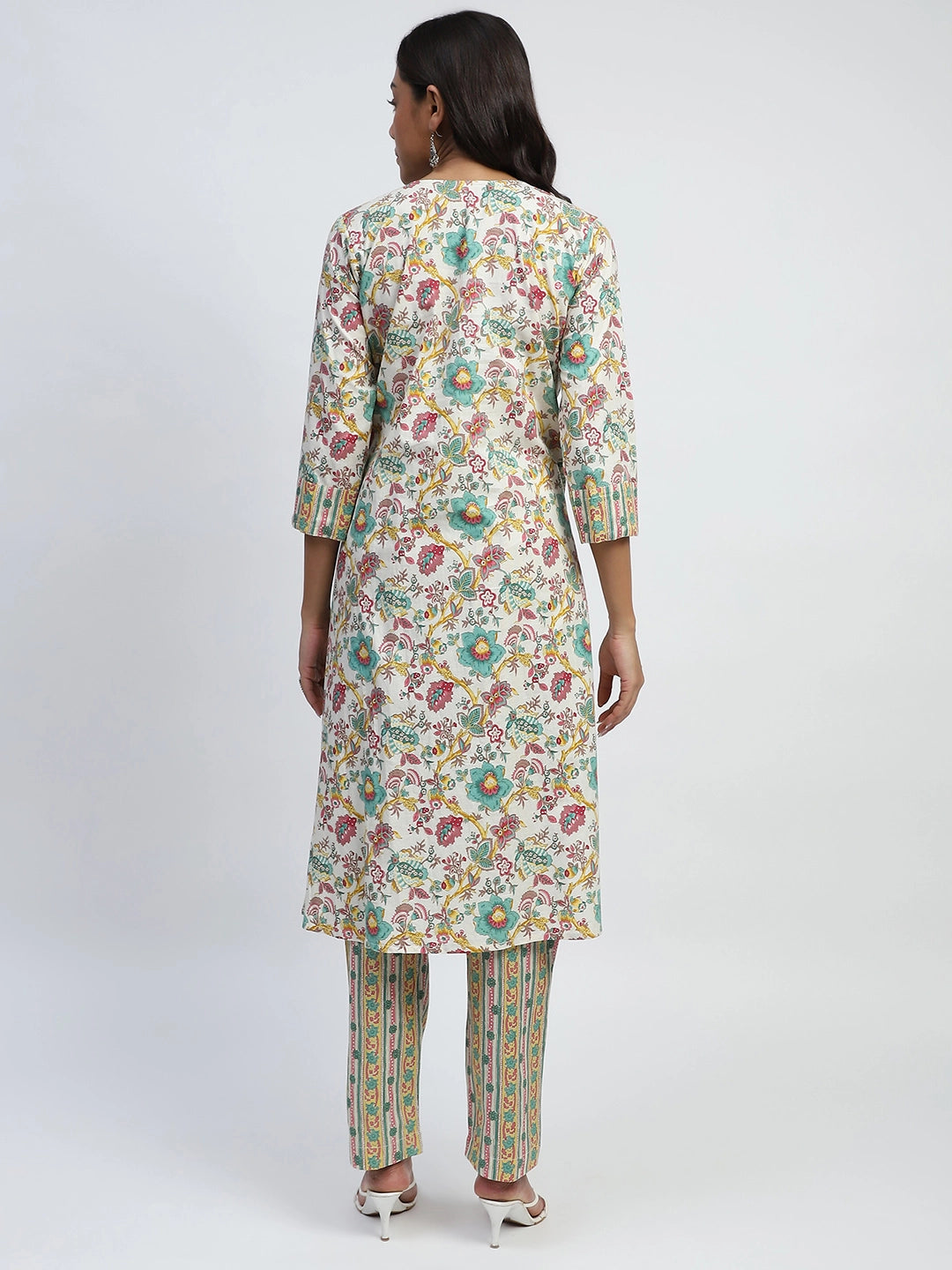 Green Floral Embroidered Suit Set