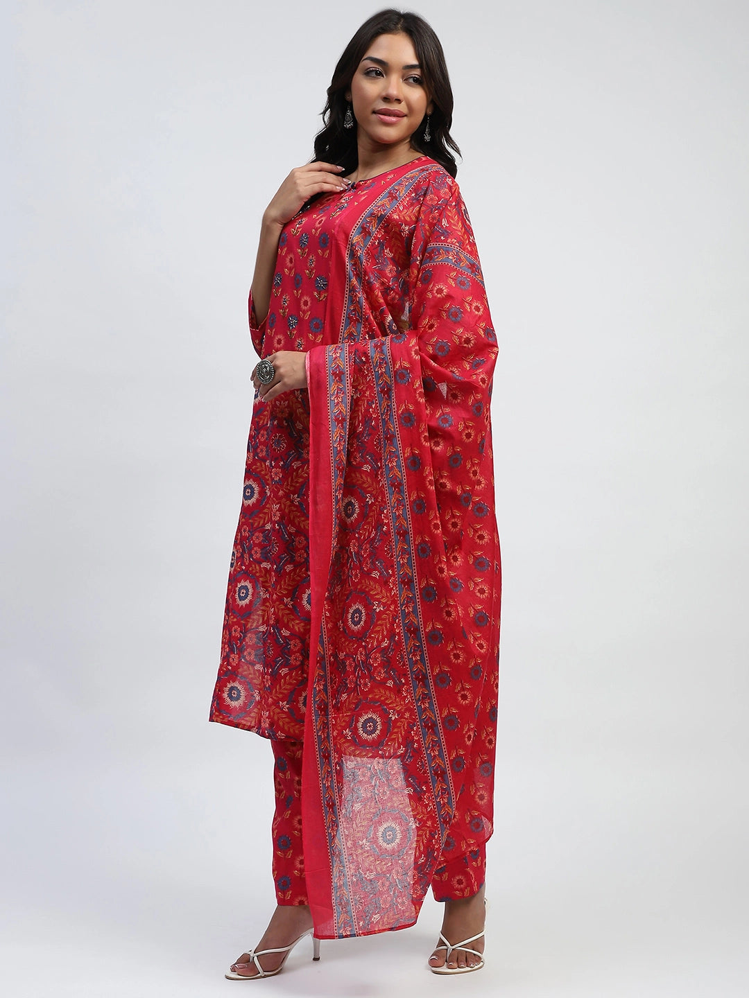 Magenta Floral Embroidered Suit Set - Global Republic