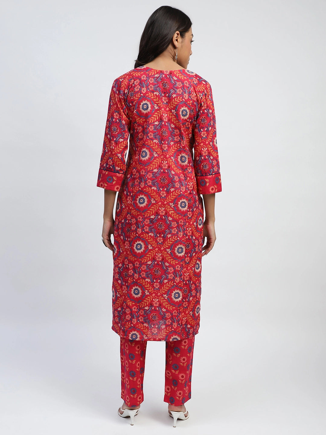 Magenta Floral Embroidered Suit Set