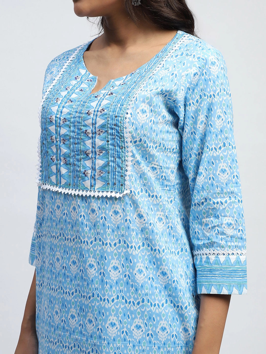 Blue Printed Cotton Suit Set - Global Republic