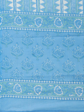 Blue Printed Cotton Suit Set