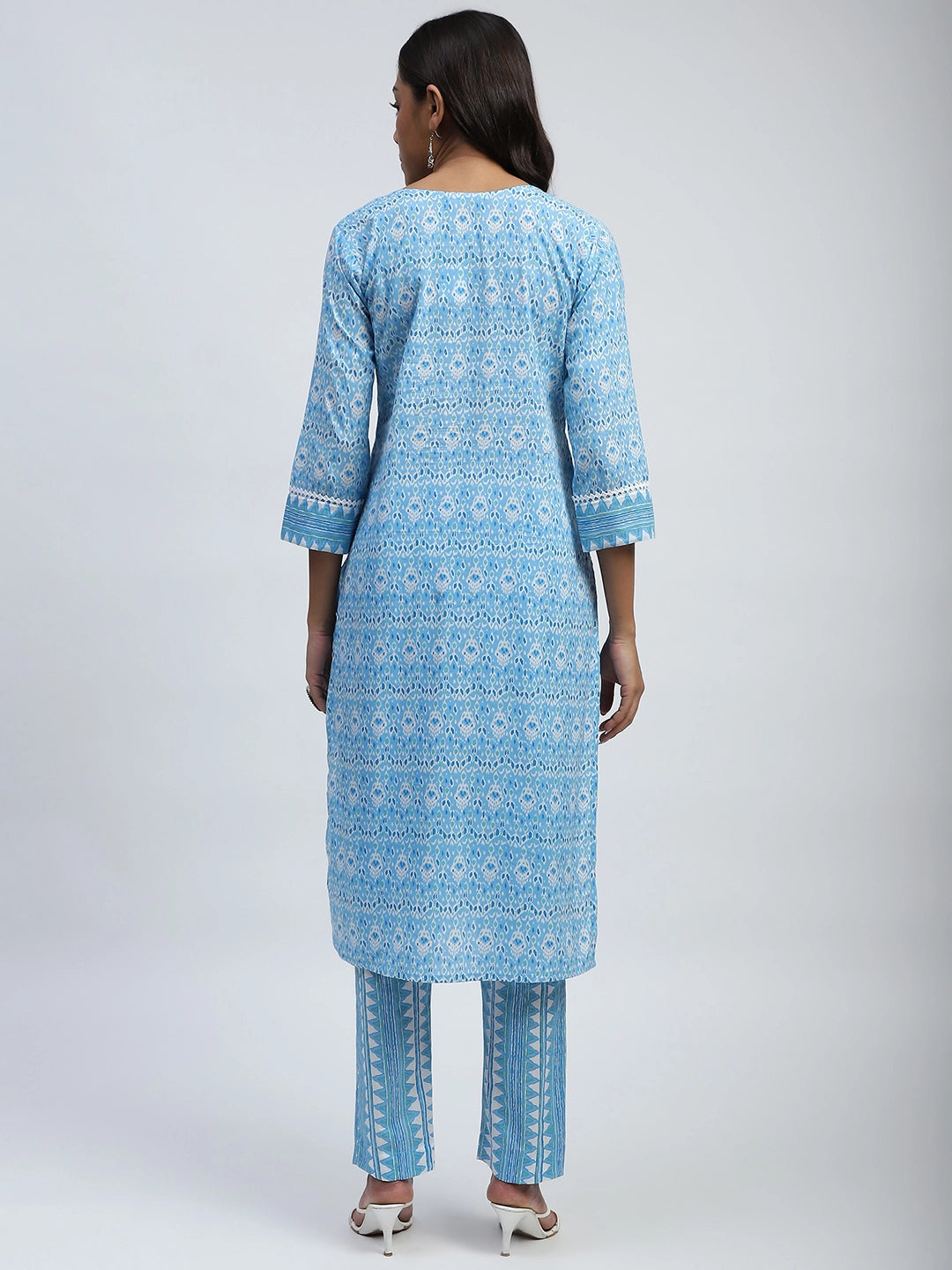 Blue Printed Cotton Suit Set - Global Republic