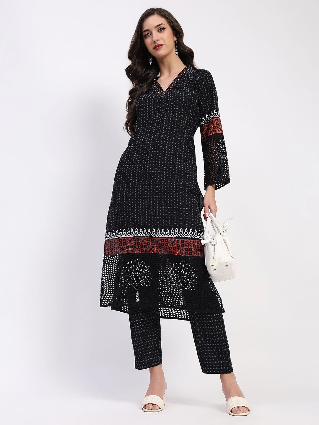 Black Cotton Kurta Set