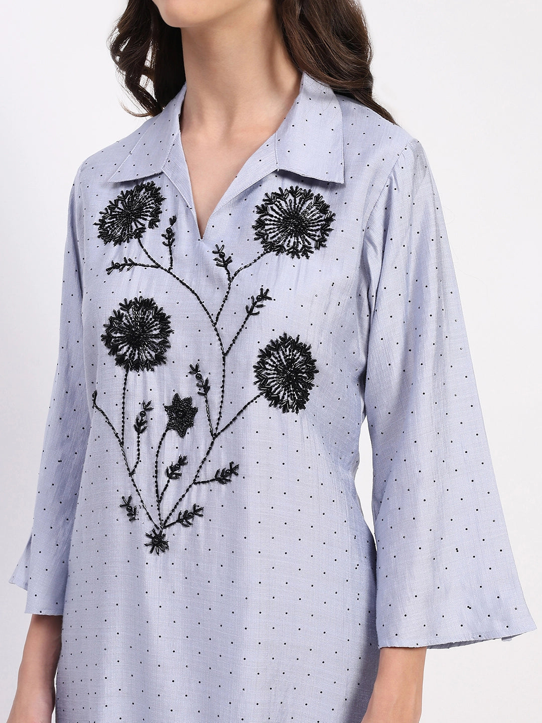 Grey Embellished Rayon Kurta Set - Global Republic