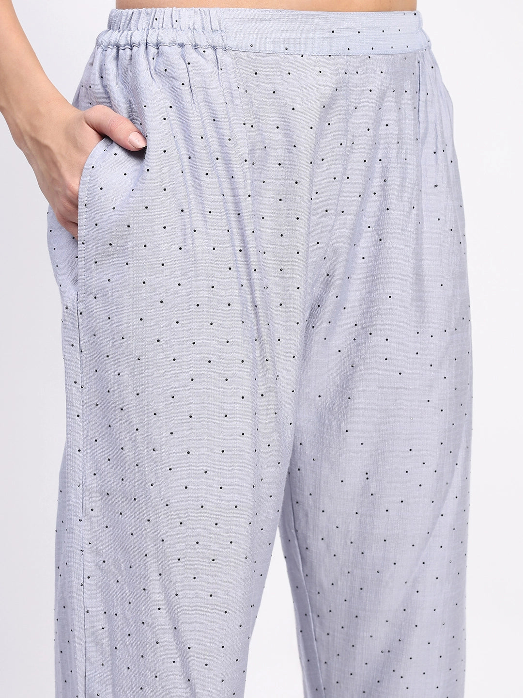 Grey Embellished Rayon Kurta Set - Global Republic