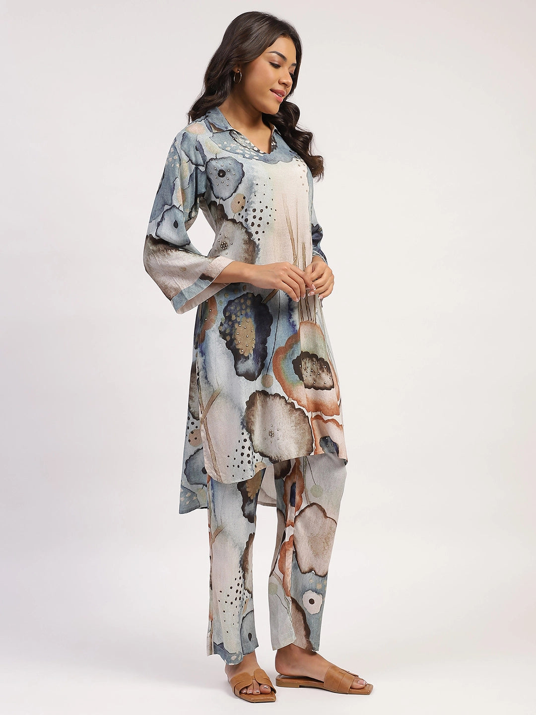 Marble  Abstract Print Rayon Kurta Set - Global Republic