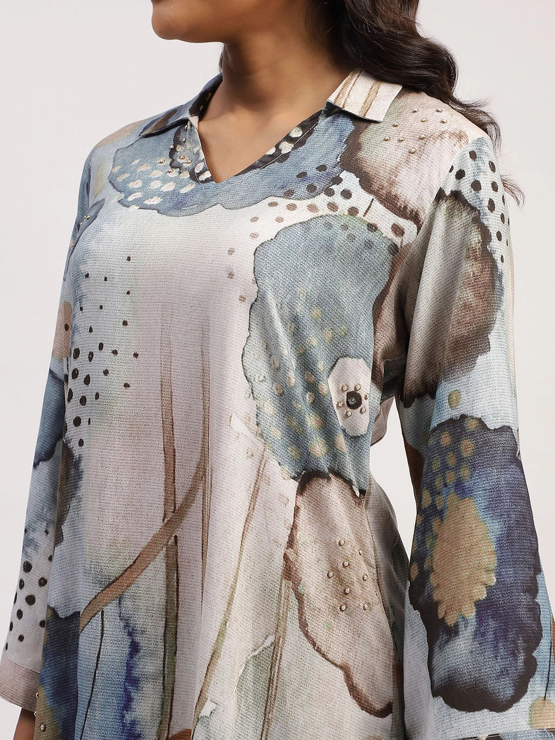 Marble  Abstract Print Rayon Kurta Set - Global Republic