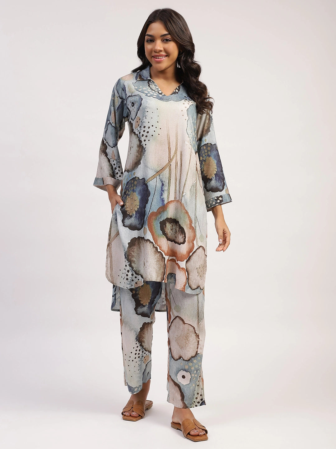 Marble  Abstract Print Rayon Kurta Set - Global Republic