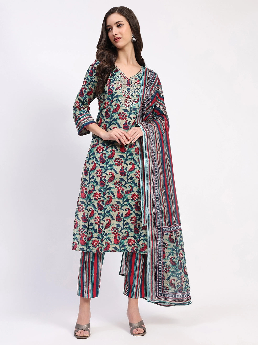Multi Festive Cotton Suit Set - Global Republic