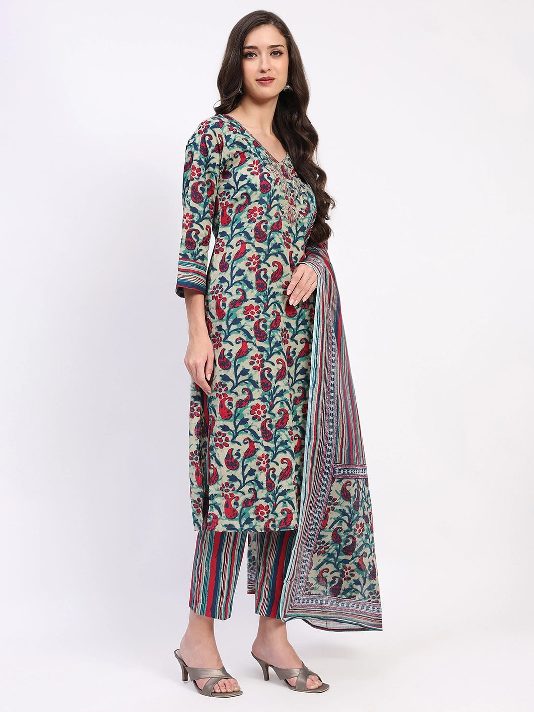 Multi Festive Cotton Suit Set - Global Republic