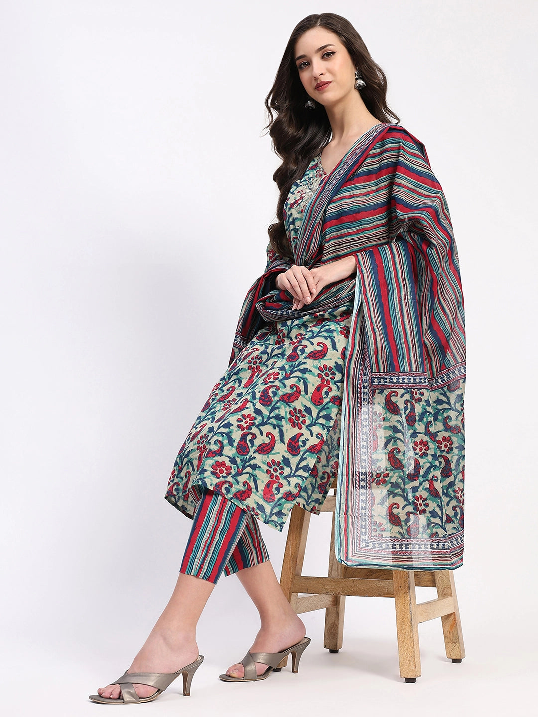 Multi Festive Cotton Suit Set