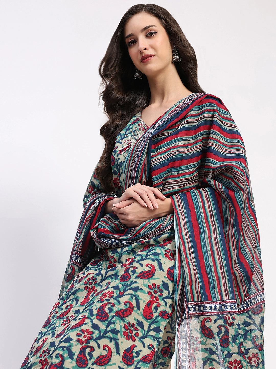 Multi Festive Cotton Suit Set