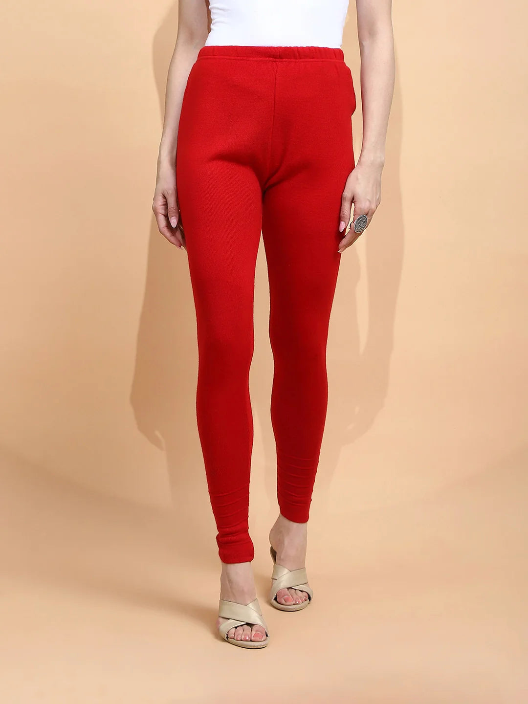 Red Woolen Blend Slim Fit Legging - Global Republic
