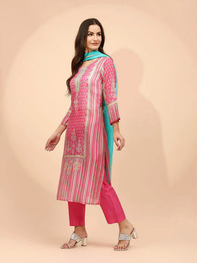 Pink Muslin Embellished Suit Set
