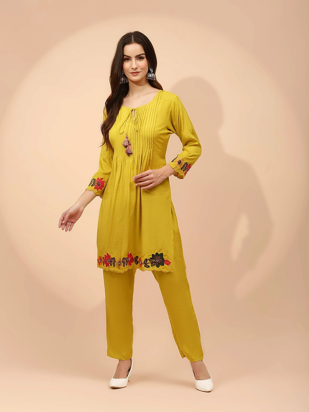 Mustard Muslin Regular Fit Co-ord Set For Women - Global Republic