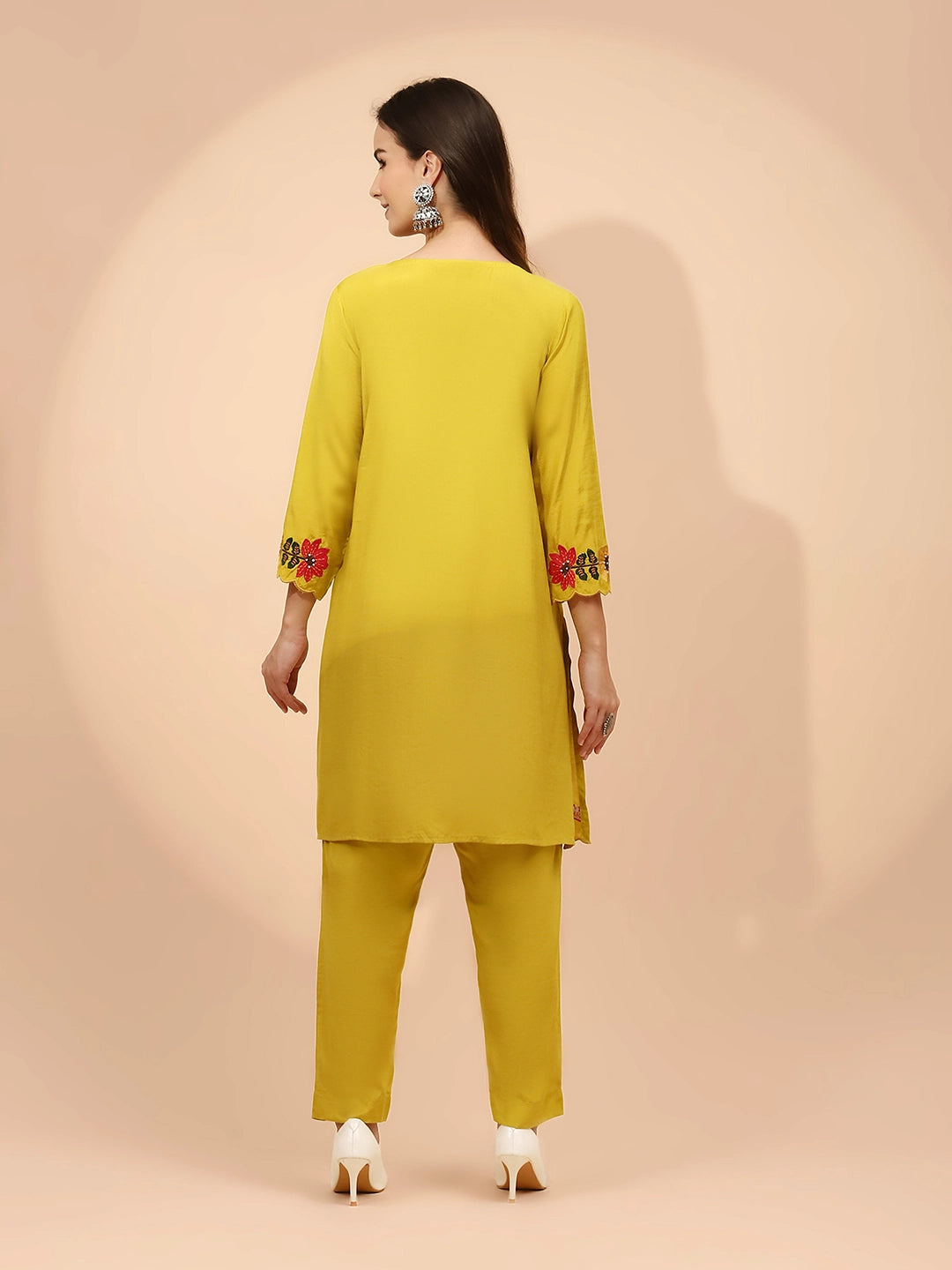 Mustard Muslin Regular Fit Co-ord Set For Women - Global Republic