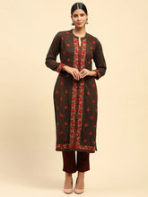 Dark Rust Woolen Embroidered kurta