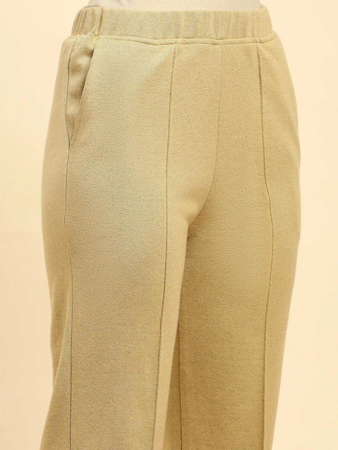 Blue and Beige Woolen Kurta Bottom Set With Dupatta For Winter - Global Republic