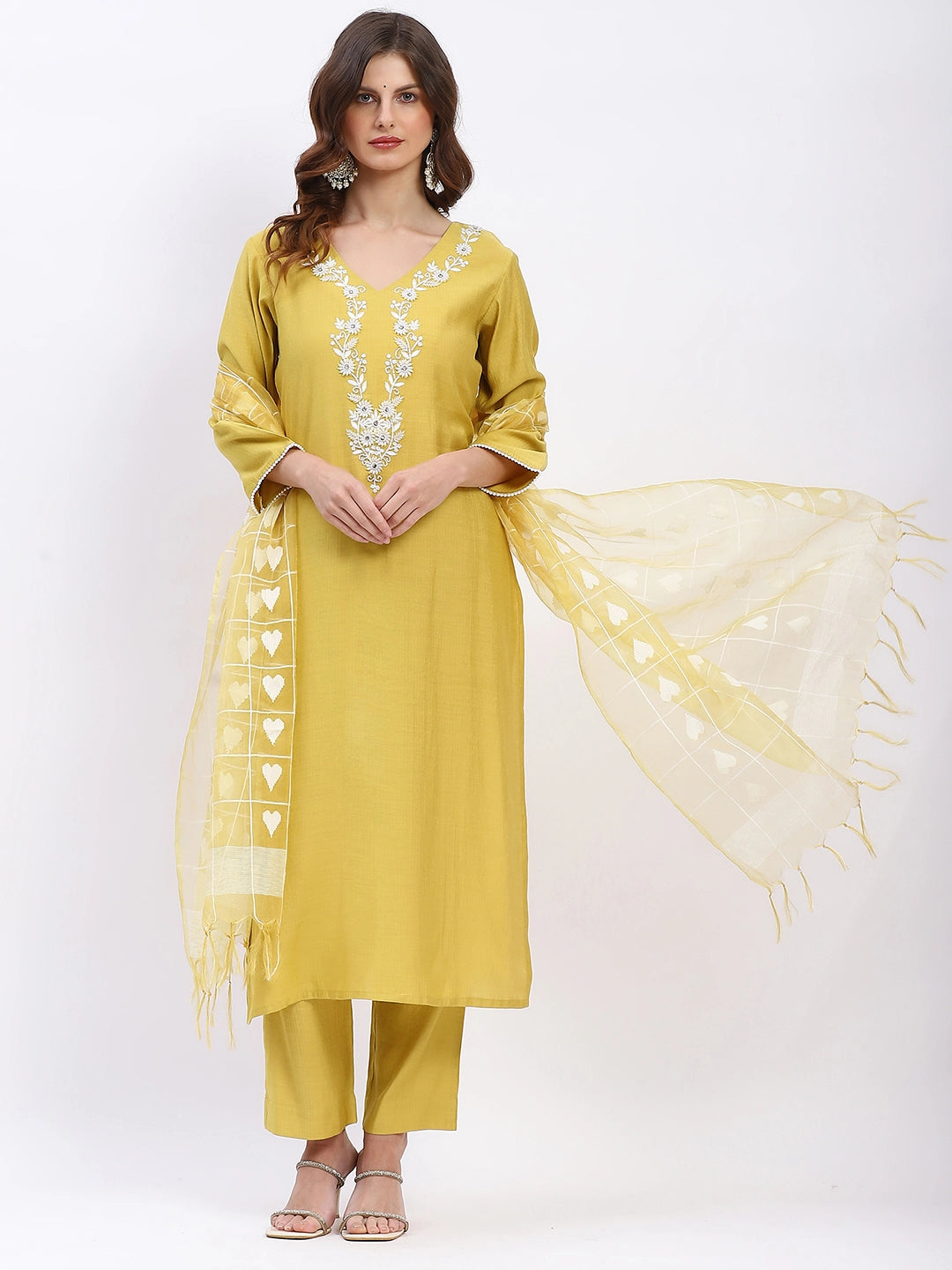 Embellished Muslin Kurta Set - Global Republic