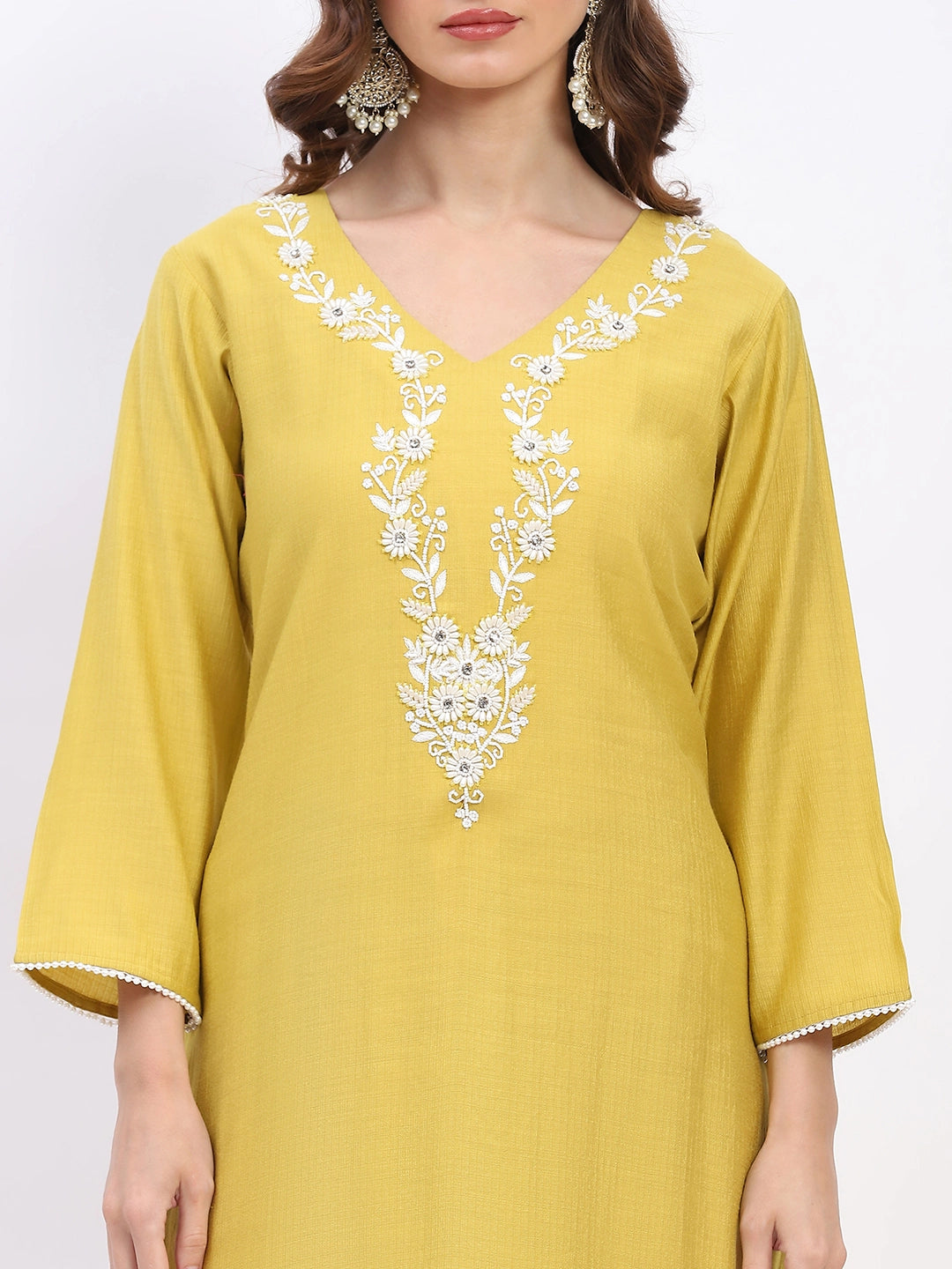 Embellished Muslin Kurta Set - Global Republic