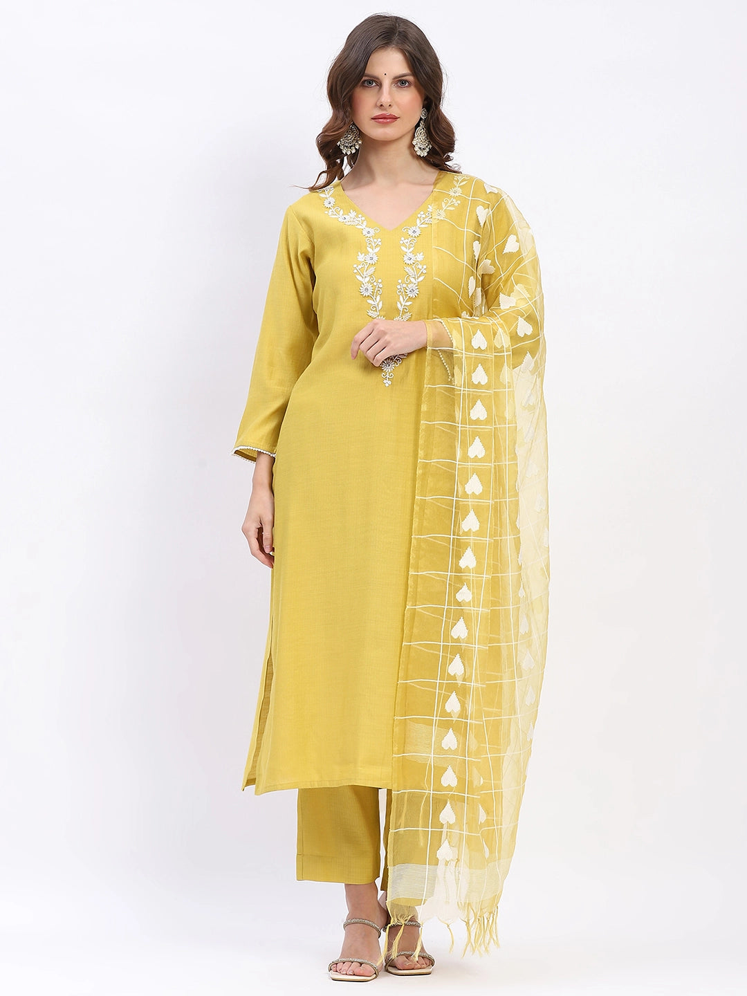 Embellished Muslin Kurta Set - Global Republic