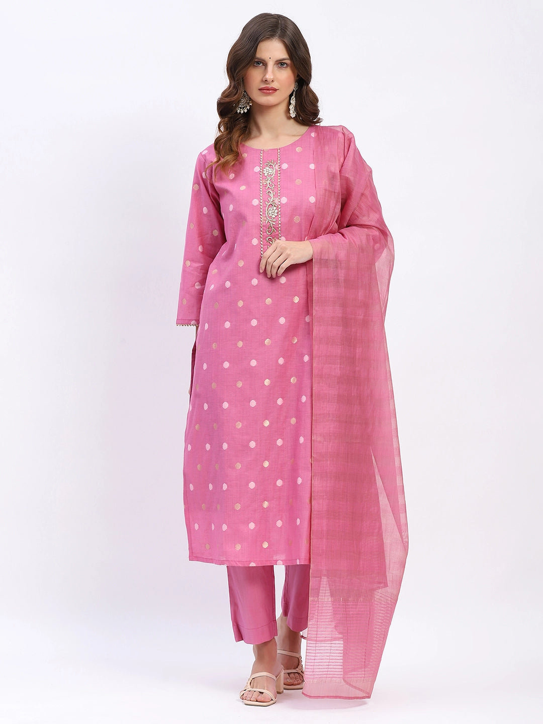 Embellished Chanderi Kurta Set - Global Republic