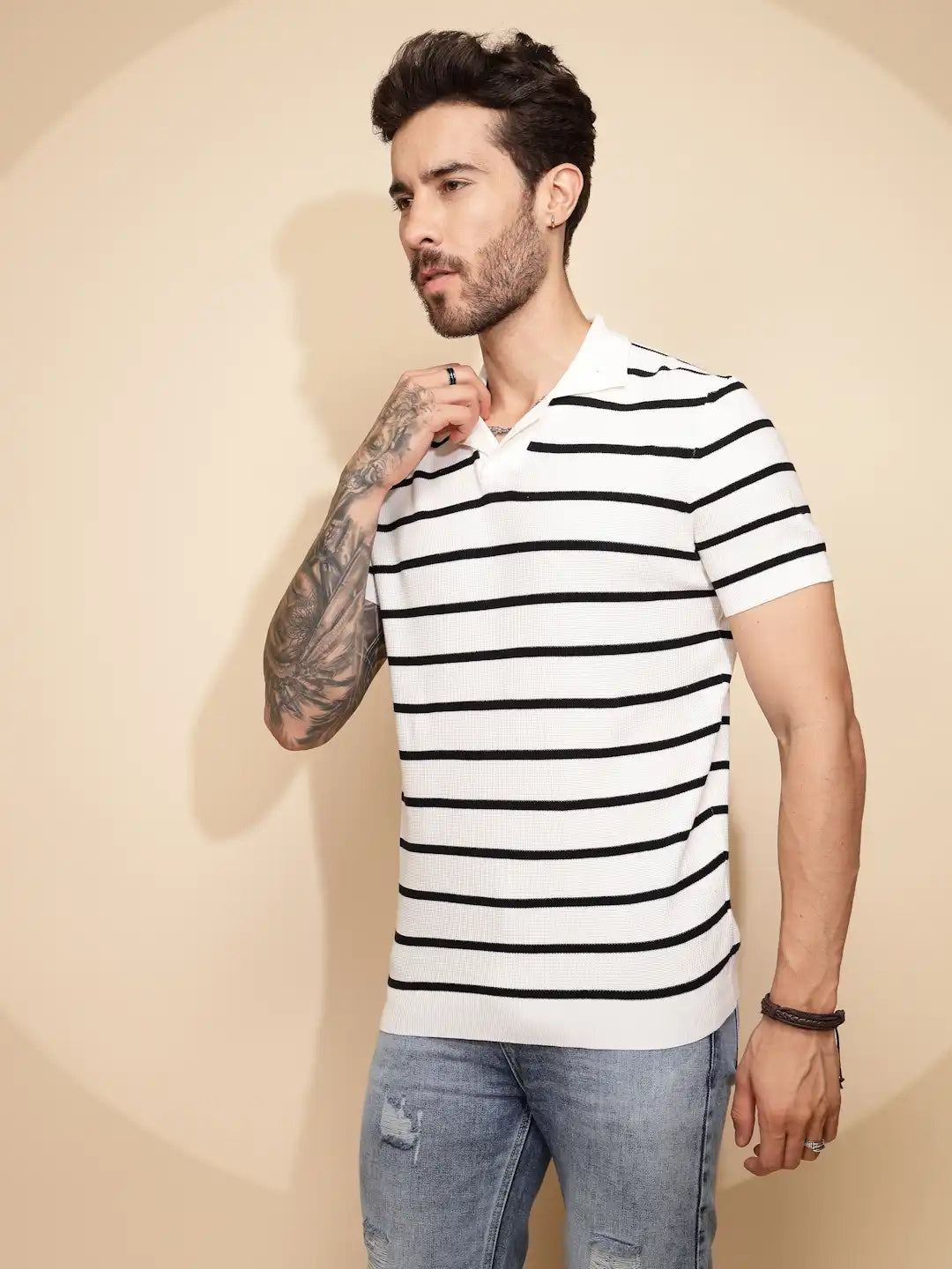 Natural Stripe Regular Fit T-Shirt For Men