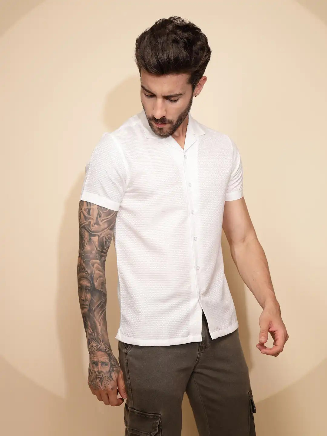 White  Regular Fit Shirt For Men - Global Republic