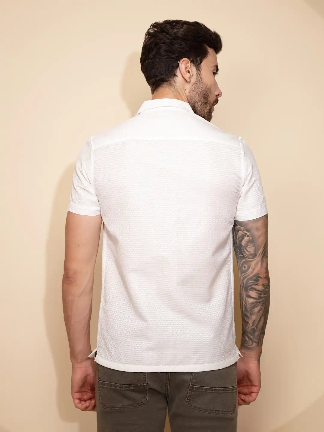 White  Regular Fit Shirt For Men - Global Republic