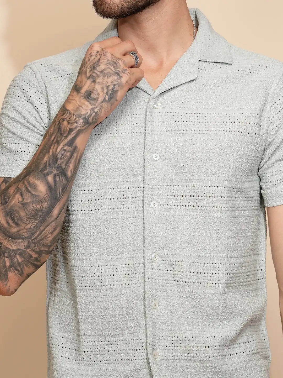 Green  Regular Fit Shirt For Men - Global Republic