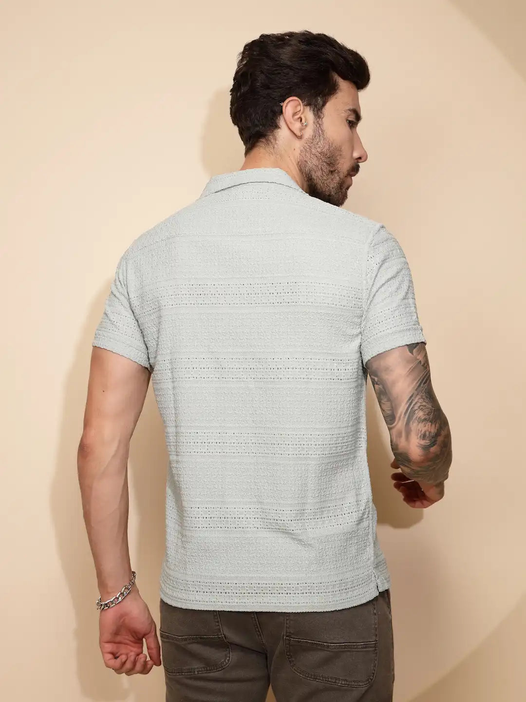 Green  Regular Fit Shirt For Men - Global Republic