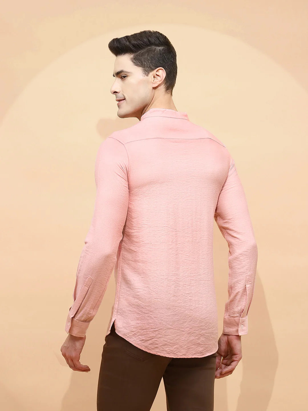 Nude Pink  Regular Fit Kurta For Men - Global Republic