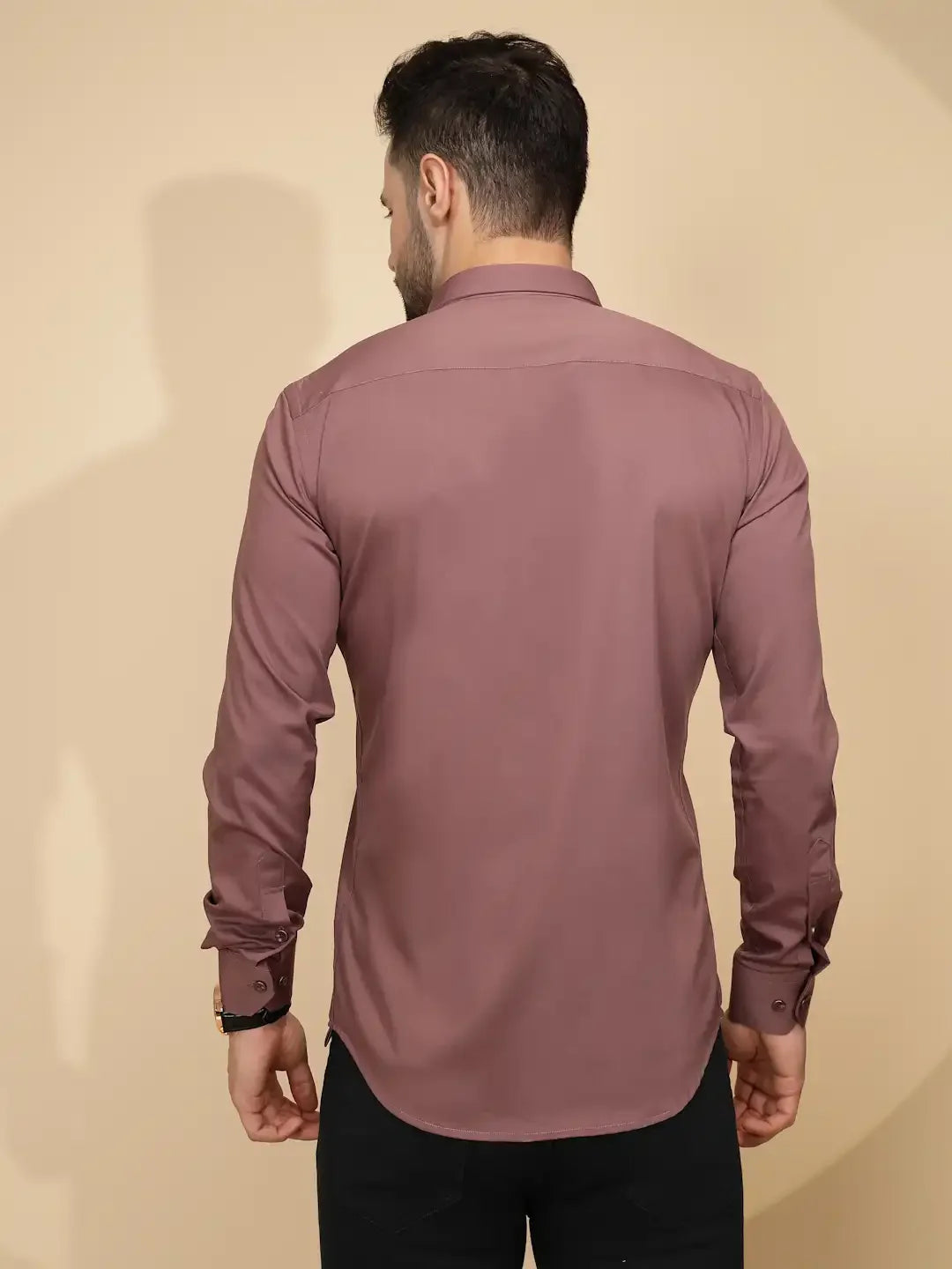 Purple Cotton Blend Regular Fit Shirt For Men - Global Republic