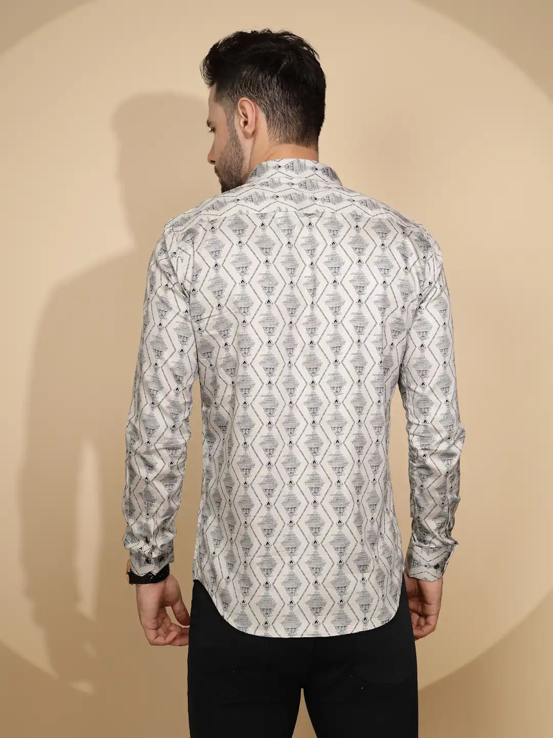Ecru Aztec Cotton Regular Fit Shirt For Mens - Global Republic