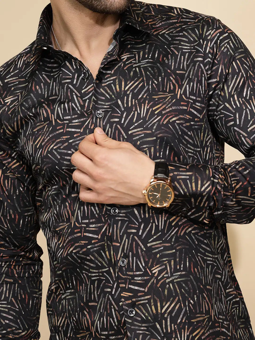 Black Cotton Regular Fit Shirt - Global Republic