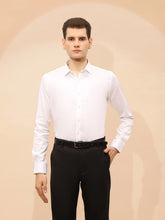 White Cotton Blend Tailored Fit Shirt For Men