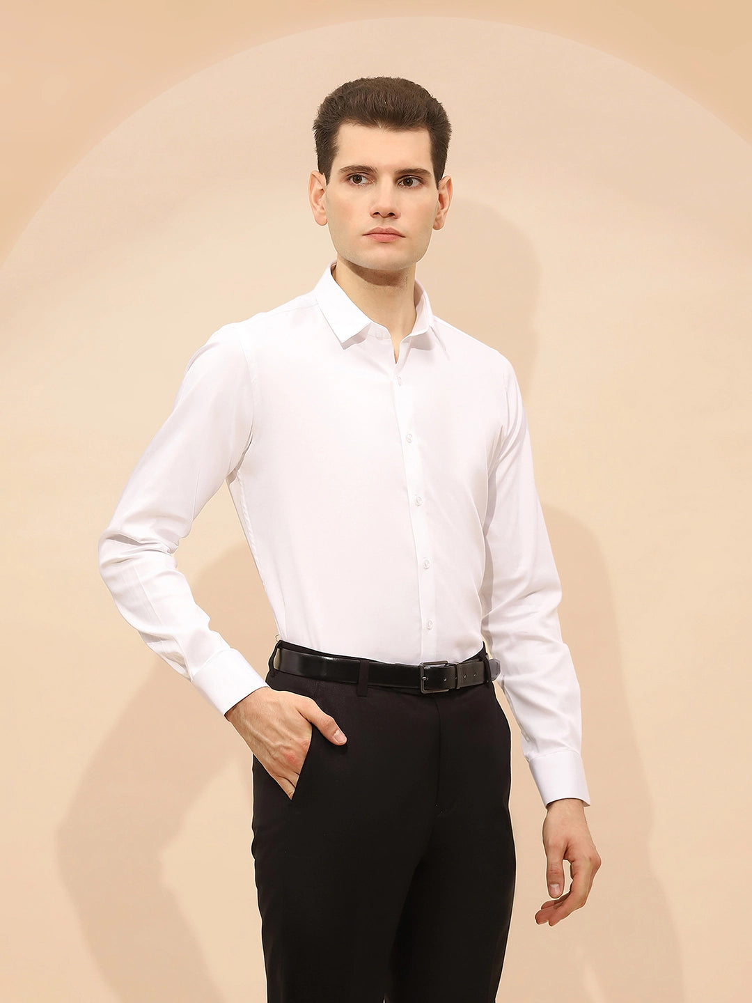 White Cotton Blend Shirt - Global Republic