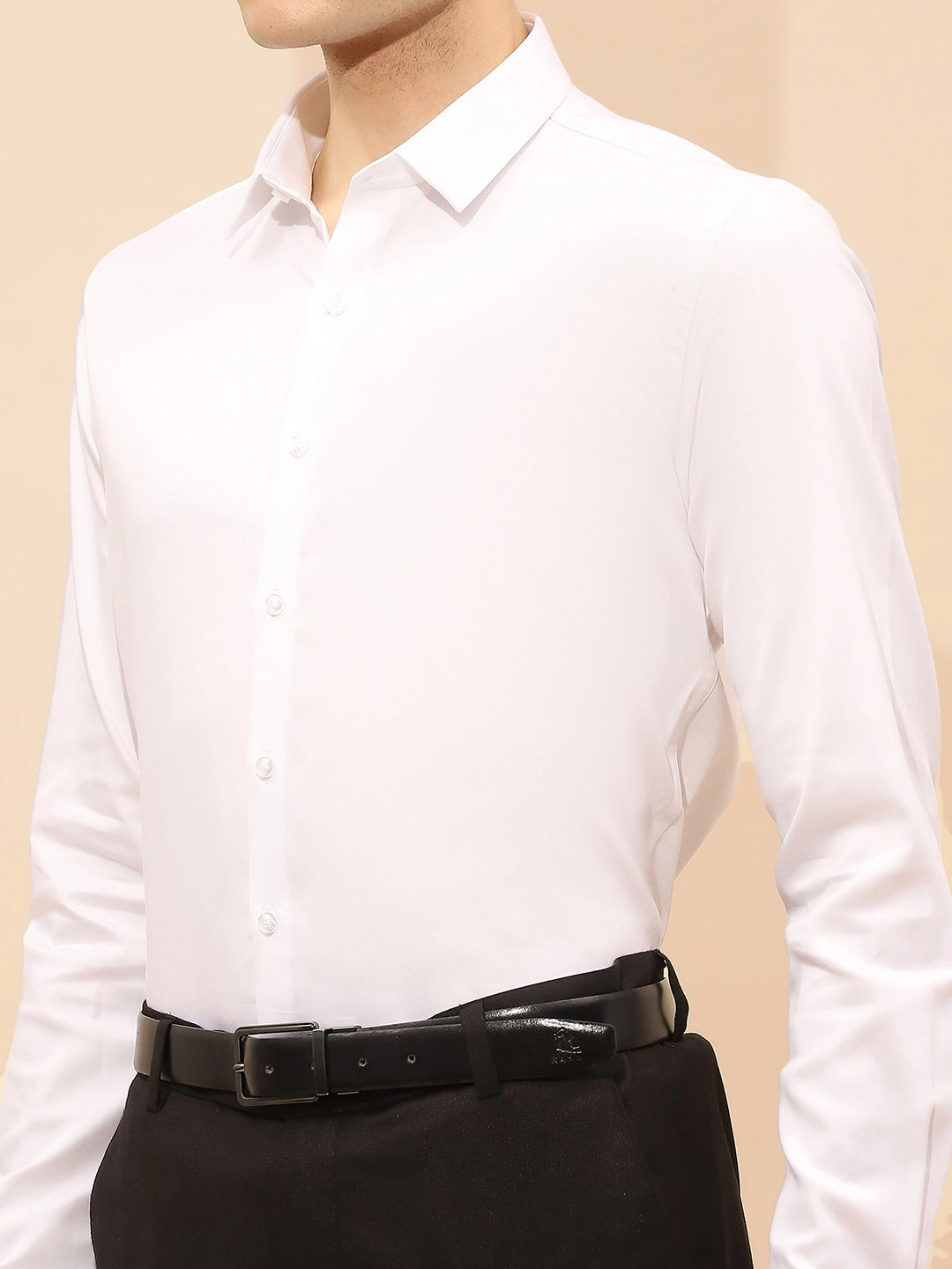 White Cotton Blend Shirt - Global Republic