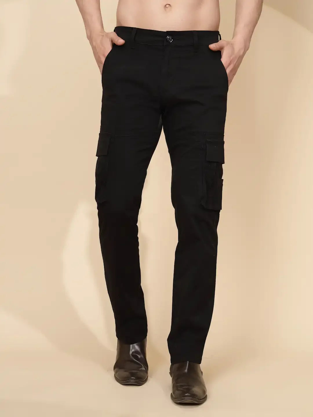 Men Black Cargo Pants Buy BLACK CARGO PANT (ELASTIC) Kotton Fruit