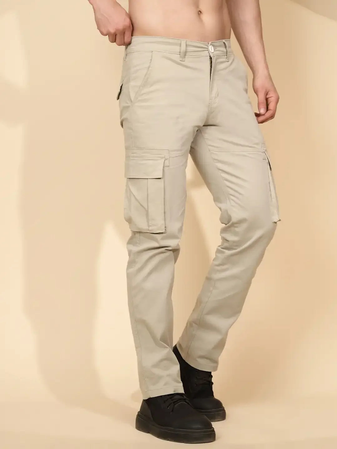 Pista Green Cotton Blend Regular Fit Cargo For Men - Global Republic