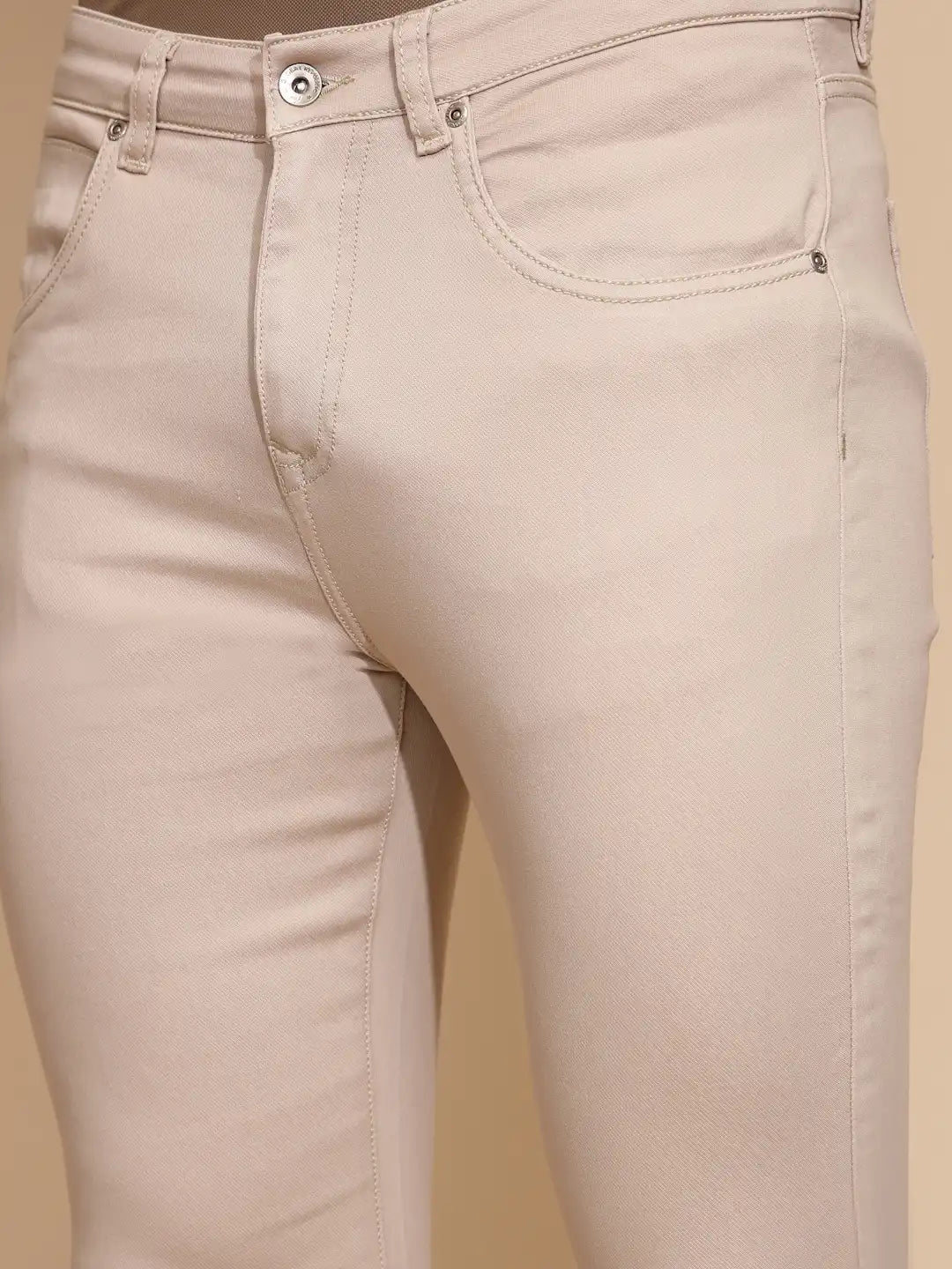 Fawn Cotton Blend Straight Fit Trouser For Men - Global Republic