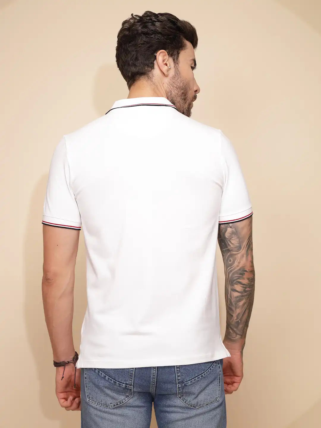 White Cotton Blend Regular Fit T-Shirt For Men - Global Republic