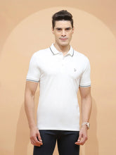 White Viscose Blend Regular Fit T-Shirt For Men