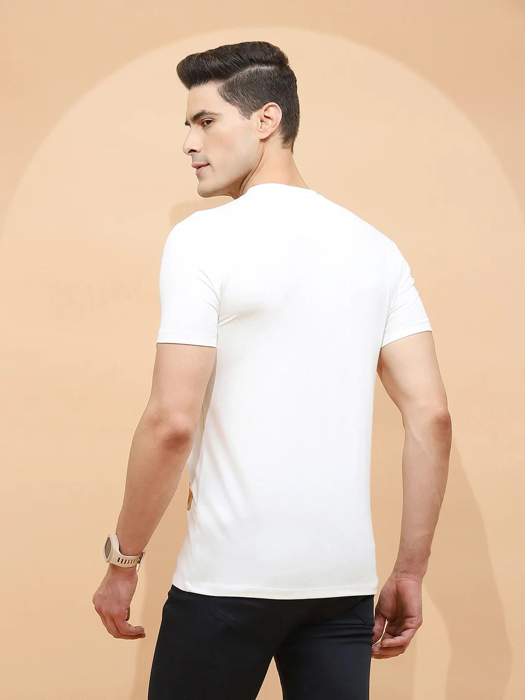 White Regular Fit Viscose Blend  T-Shirt - Global Republic