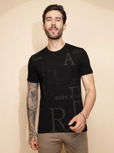 Black Viscose Blend Regular Fit T-Shirt For Men