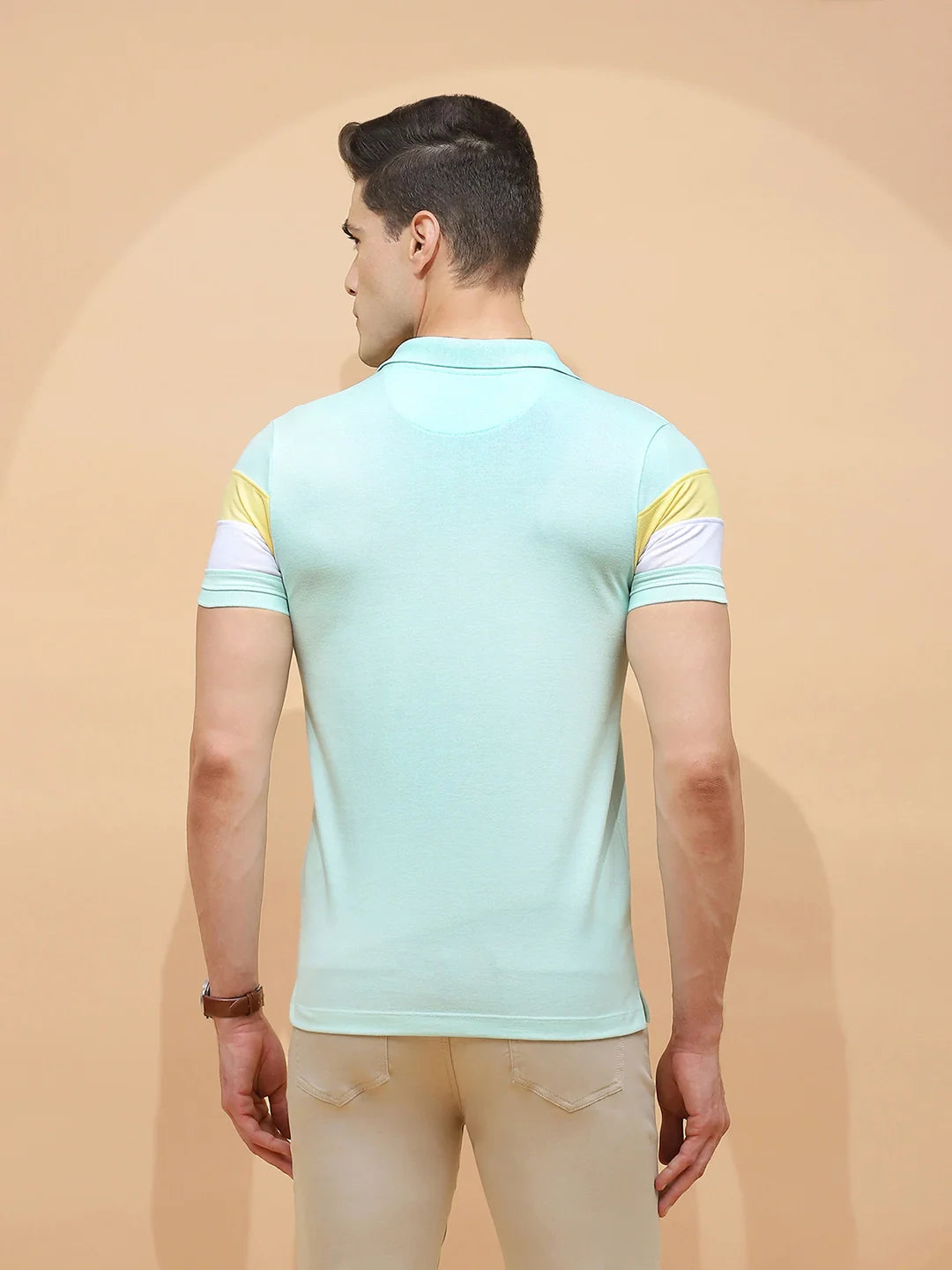 Mint Green cotton Regular Fit T-Shirt For Men - Global Republic