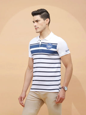 Blue Polycotton Regular Fit T-Shirt For Men