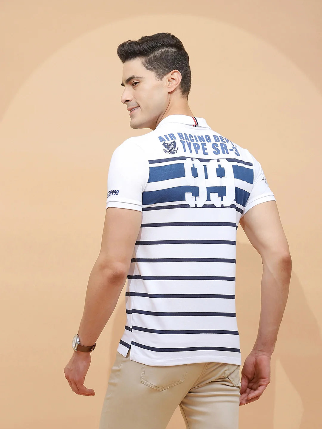 Blue Polycotton Regular Fit T-Shirt For Men