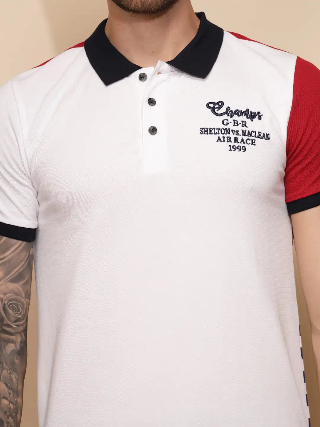 Red Cotton Blend Regular Fit T-Shirt For Men - Global Republic
