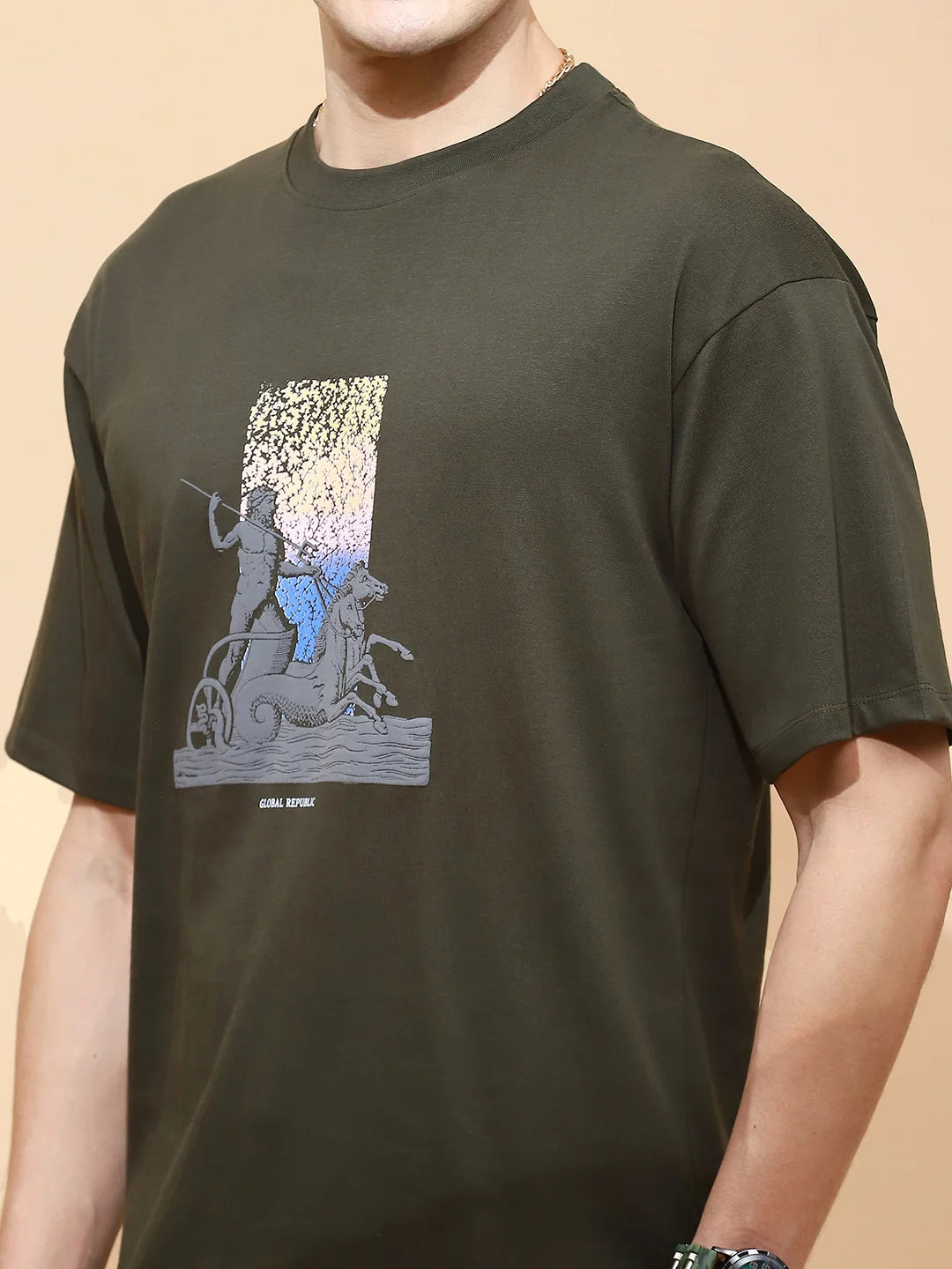 Olive Viscose Blend T-Shirt - Global Republic